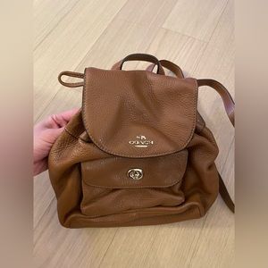 Coach leather backpack camel brown small